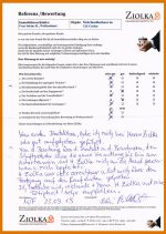 Eine positive handschriftliche Kundenreferenz zur Tätigkeit der Ziolka Immobilienvermittlung aus dem Jahr 2019